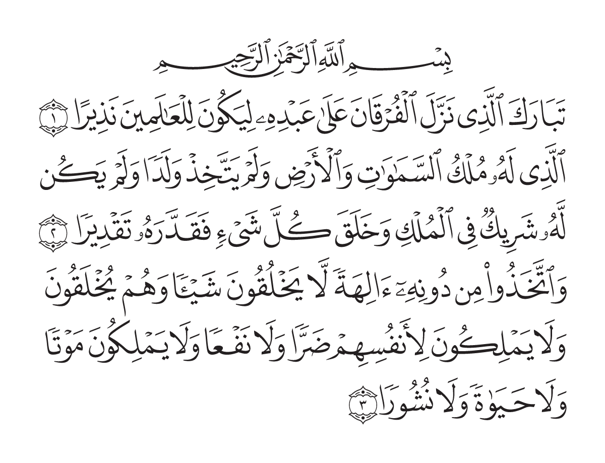 The opening of Surah Al-Furqān in the Madani mushaf