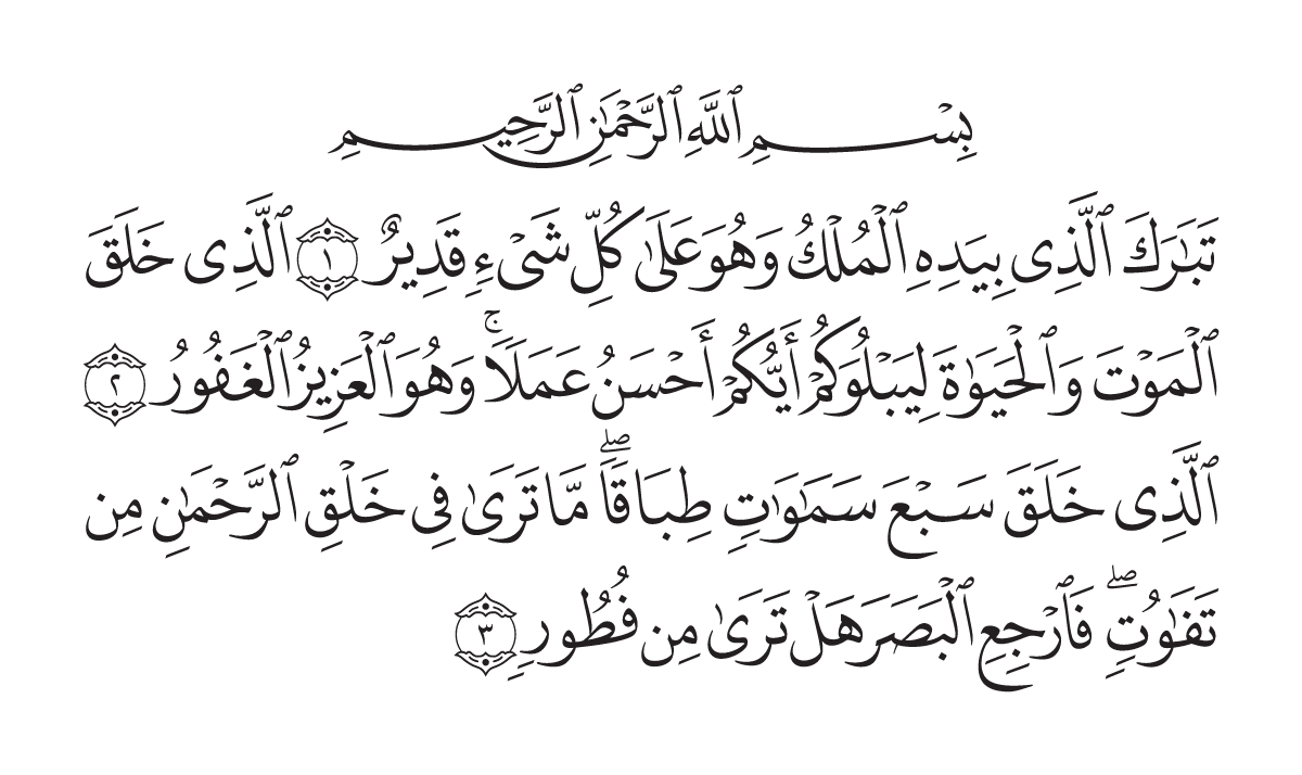 The opening of Surah Al-Mulk in the Madani mushaf