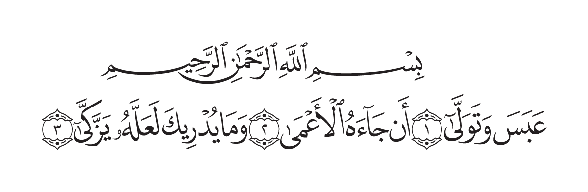 The opening of Surah `Abasa in the Madani mushaf